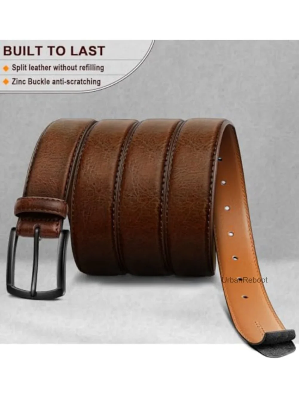 Men's Genuine Leather Grommet Belt 1 3/8